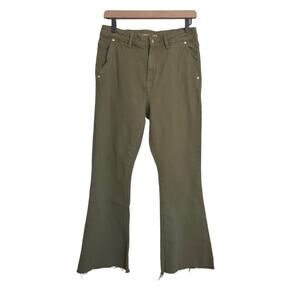 Michael Kors Sz 8 Raw Hem Boot Flare Green Denim Jeans Y2k 90s Retro